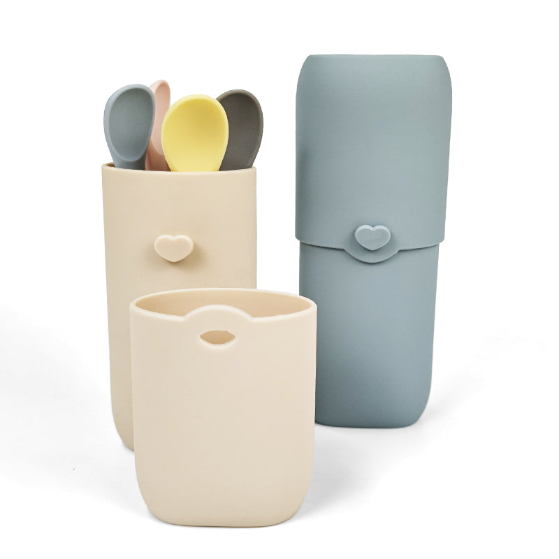 NARA travel cutlery case with personalised wooden spoon and fork — keeps clean and dirty cutlery hygienically separate