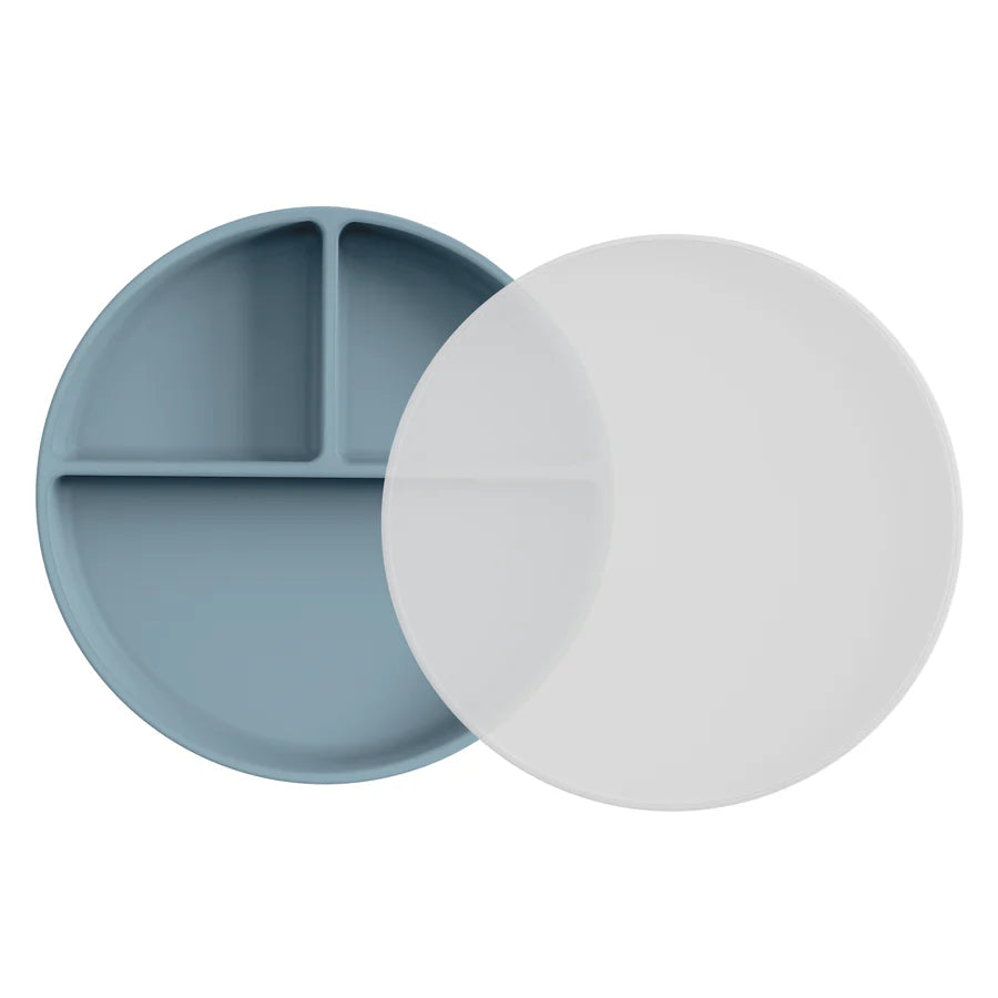 NARA Silicone Suction Plate and Lid with 3 divided sections in Ether