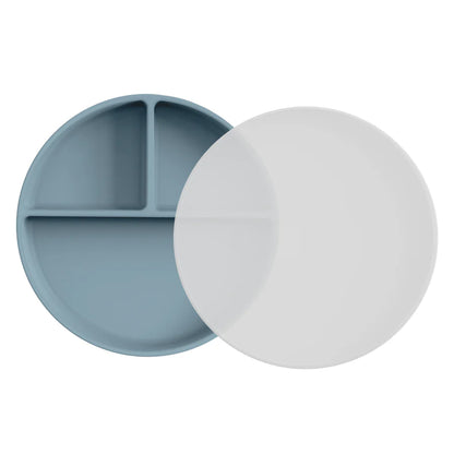 NARA Silicone Suction Plate and Lid with 3 divided sections in Ether