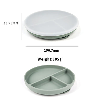 NARA silicone suction plate dimensions diagram — divided sections with suction base for baby-led weaning